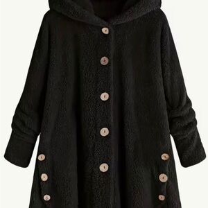 Women's Black Hooded Coat